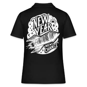 Fusée du Nouvel An Réveillon du Nouvel An Nouveau départ Nouvelle chance - Polo Femme - noir - Dos - Ailine (174cm)