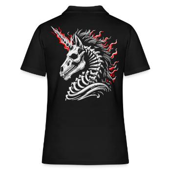 Flammendes Skelettross - Frauen Polo Shirt - Schwarz - Hinten - Ailine (174cm)