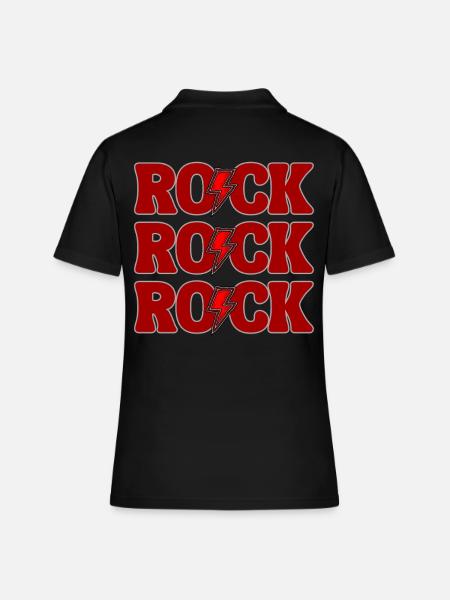 ROCK Trois Logos Rouge - Polo Femme - noir