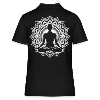 Meditation Chakra - Frauen Polo Shirt - Schwarz - Hinten - Ailine (174cm)
