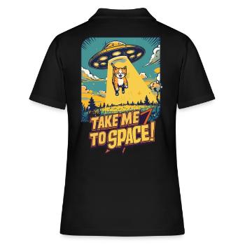 Katze UFO All-Abenteuer - Frauen Polo Shirt - Schwarz - Hinten - Ailine (174cm)