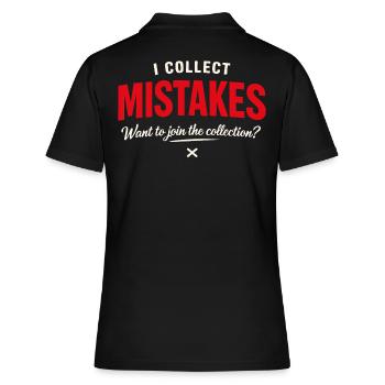 Je collectionne les erreurs – Phrase drôle pour draguer - Polo Femme - noir - Dos - Ailine (174cm)