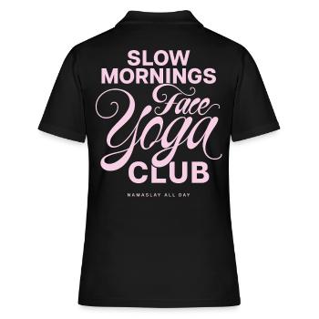Slow Mornings Face Yoga Club - Women's Polo Shirt - black - Back - Ailine (174cm)