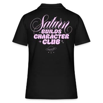 Saturn Charakterclub Print - Frauen Polo Shirt - Schwarz - Hinten - Ailine (174cm)
