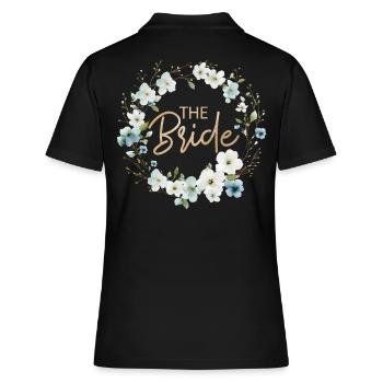 The Bride Weiss Blau Blumenkranz - Frauen Polo Shirt - Schwarz - Hinten - Ailine (174cm)