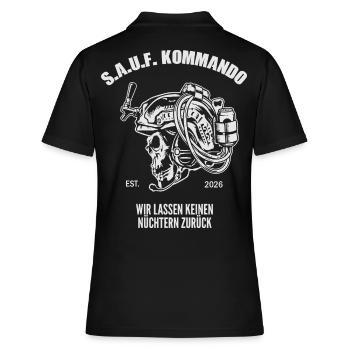 Sauf Kommando | Tactical Beer Skull - Frauen Polo Shirt - Schwarz - Hinten - Ailine (174cm)