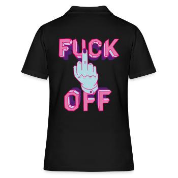 F-Wort Neon-Hand-Grafik - Frauen Polo Shirt - Schwarz - Hinten - Ailine (174cm)