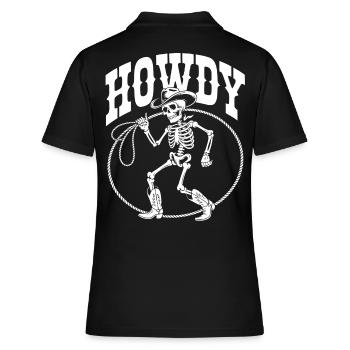 Howdy Skeleton Cowboy Lineart - Polo Femme - noir - Dos - Ailine (174cm)