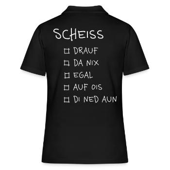 Scheiß... – Lustiges Dialekt Typografie Design - Frauen Polo Shirt - Schwarz - Hinten - Ailine (174cm)