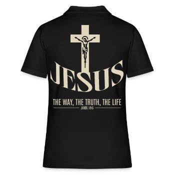 Jésus : La Voie, La Vérité, La Vie - Polo Femme - noir - Dos - Ailine (174cm)