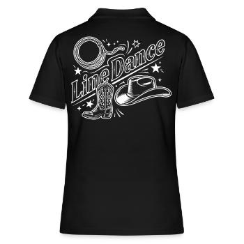 Line Dance Country Western Motiv - Frauen Polo Shirt - Schwarz - Hinten - Ailine (174cm)