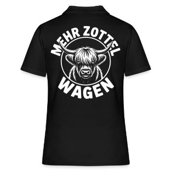 Mehr Zottel wagen - Highlands - Frauen Polo Shirt - Schwarz - Hinten - Ailine (174cm)