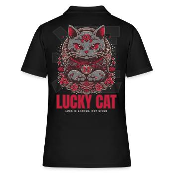 Lucky Cat Maneki Neko Red - Women's Polo Shirt - black - Back - Ailine (174cm)