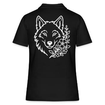 Loup aux fleurs Art naturel élégant - Polo Femme - noir - Dos - Ailine (174cm)