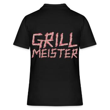 Grill Meister Titel aus Bacon Speck Grillmeister - Frauen Polo Shirt - Schwarz - Hinten - Ailine (174cm)