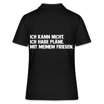 Pferd Reitsport Reiten Pferdesport Friese - Frauen Polo Shirt - Schwarz - Hinten - Ailine (174cm)