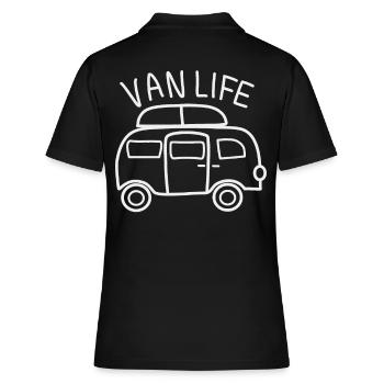 Freiheit und Abenteuer: Camping Leben - Frauen Polo Shirt - Schwarz - Hinten - Ailine (174cm)