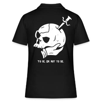 Totenkopf mit Dolch und Hamlet Zitat - Frauen Polo Shirt - Schwarz - Hinten - Ailine (174cm)