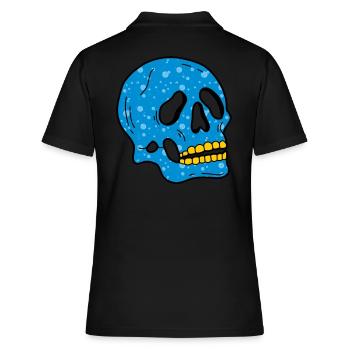 Blaue Blasen Totenkopf - Frauen Polo Shirt - Schwarz - Hinten - Ailine (174cm)