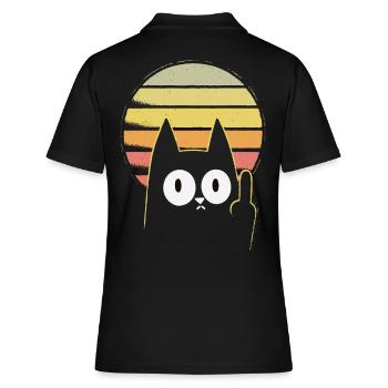Mittelfinger Katze - Frauen Polo Shirt - Schwarz - Hinten - Ailine (174cm)