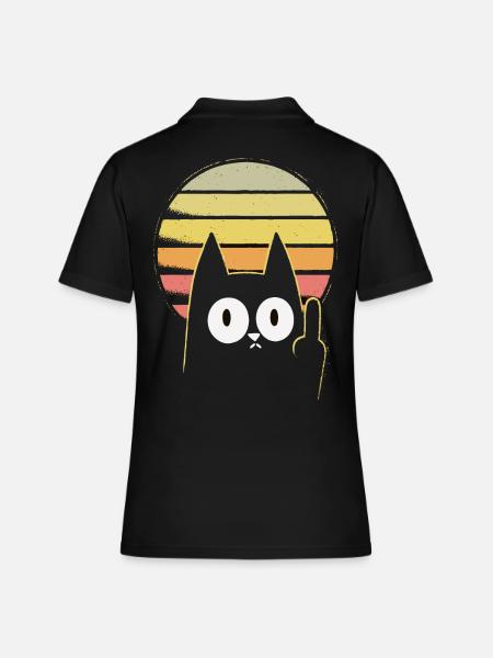 Mittelfinger Katze - Frauen Polo Shirt - Schwarz