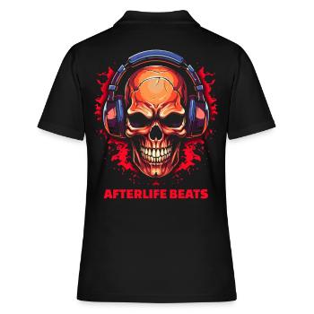 Jenseits Beats – Totenkopf Musik - Frauen Polo Shirt - Schwarz - Hinten - Ailine (174cm)