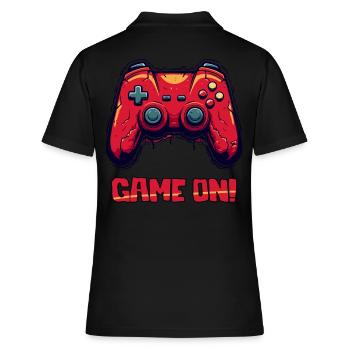 Parodie Robuster Gaming Controller, game on - Frauen Polo Shirt - Schwarz - Hinten - Ailine (174cm)