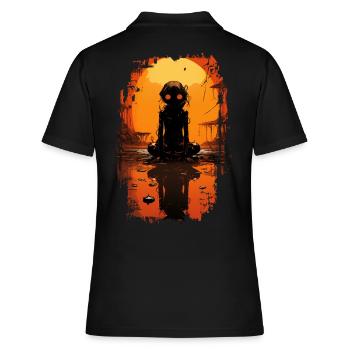 Dunkler Frosch - Frauen Polo Shirt - Schwarz - Hinten - Ailine (174cm)