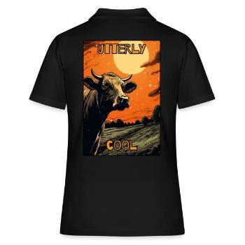 Absolut coole Kuh - Frauen Polo Shirt - Schwarz - Hinten - Ailine (174cm)