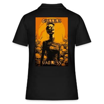 Grinsender Wahnsinn und eine makabre Frau - Frauen Polo Shirt - Schwarz - Hinten - Ailine (174cm)