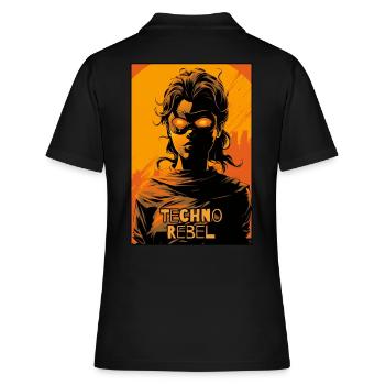 Techno Cyber Rebellin - Frauen Polo Shirt - Schwarz - Hinten - Ailine (174cm)