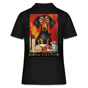 Ein Fest, ein Essen und ein Dackel - Frauen Polo Shirt - Schwarz - Hinten - Ailine (174cm)
