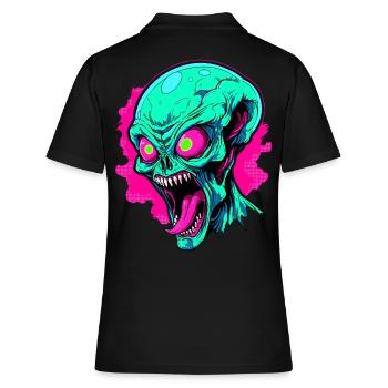 Wütende Alien-Invasion - Frauen Polo Shirt - Schwarz - Hinten - Ailine (174cm)
