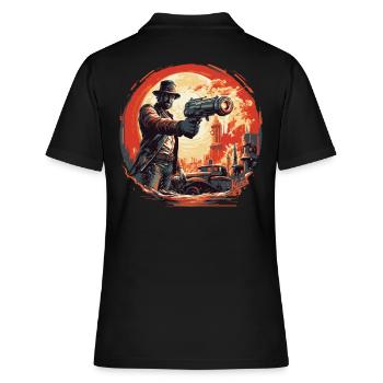 Sci-Fi-Strahlenkanonen-Showdown - Frauen Polo Shirt - Schwarz - Hinten - Ailine (174cm)