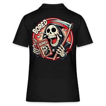 Grim Reaper riant lisant un magazine de bande dessinée - Polo Femme - noir - Dos - Ailine (174cm)