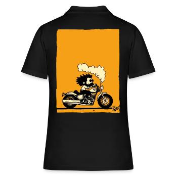Ab auf den Highway - Motorrad Biker - Frauen Polo Shirt - Schwarz - Hinten - Ailine (174cm)