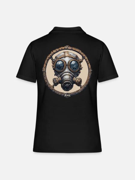 Steampunk-Maske - Frauen Polo Shirt - Schwarz
