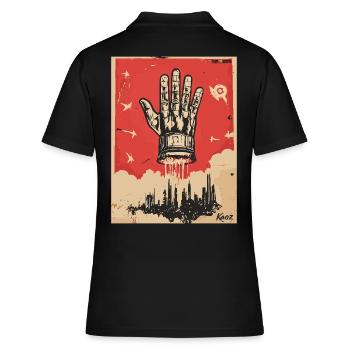 Die Hand im Propaganda Stil - Frauen Polo Shirt - Schwarz - Hinten - Ailine (174cm)