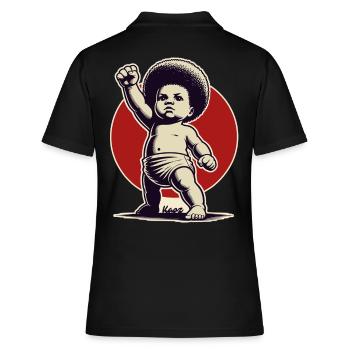 Baby in Freiheits-Pose - Frauen Polo Shirt - Schwarz - Hinten - Ailine (174cm)