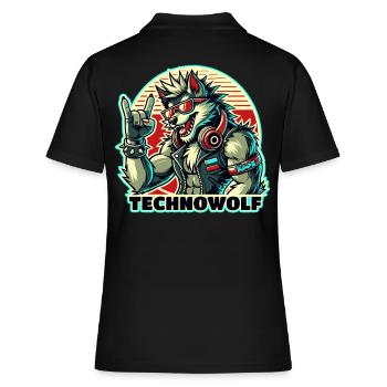 Techno-Wolf : Rythmes de musique électronique - Polo Femme - noir - Dos - Ailine (174cm)