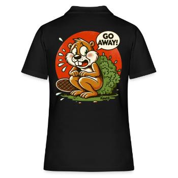Eichhörnchen macht Pause hinter Busch, Geh weg! - Frauen Polo Shirt - Schwarz - Hinten - Ailine (174cm)