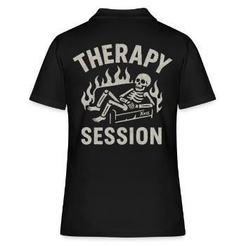 Therapiestunde Skelett – Alles brennt trotzdem - Frauen Polo Shirt - Schwarz - Hinten - Ailine (174cm)