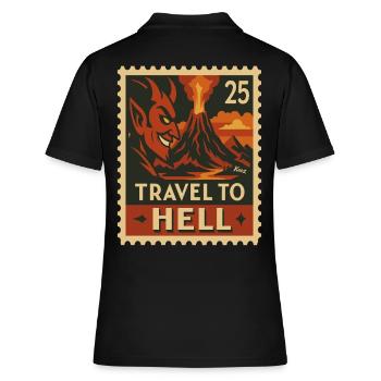 Teuflische Reise zur Hölle als Briefmarke - Frauen Polo Shirt - Schwarz - Hinten - Ailine (174cm)