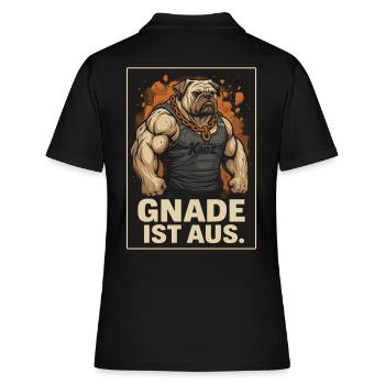 Muskulöser Kampfhund mit Spruch Gnade ist aus - Frauen Polo Shirt - Schwarz - Hinten - Ailine (174cm)