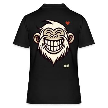 Grinsender Affe mit Herz - Frauen Polo Shirt - Schwarz - Hinten - Ailine (174cm)