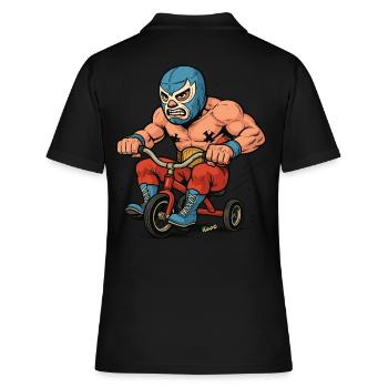 Lutteur avec masque sur tricycle - Polo Femme - noir - Dos - Ailine (174cm)