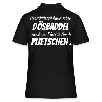 Hochdüütsch peut grignoter n'importe quel Dösbaddel - Polo Femme - noir - Dos - Ailine (174cm)
