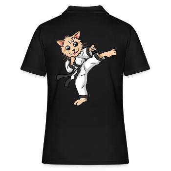 Karaté Chat Judo Chaton Enfants Self Défense - Polo Femme - noir - Dos - Ailine (174cm)