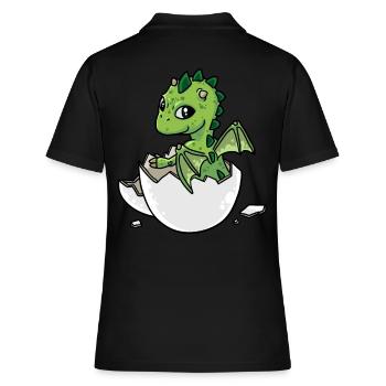 Petit bébé dragon dragon naissance oeuf coquille - Polo Femme - noir - Dos - Ailine (174cm)
