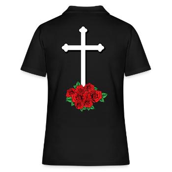 Kreuz Gott Kirche Religion Jesus Tod Beerdigung - Frauen Polo Shirt - Schwarz - Hinten - Ailine (174cm)